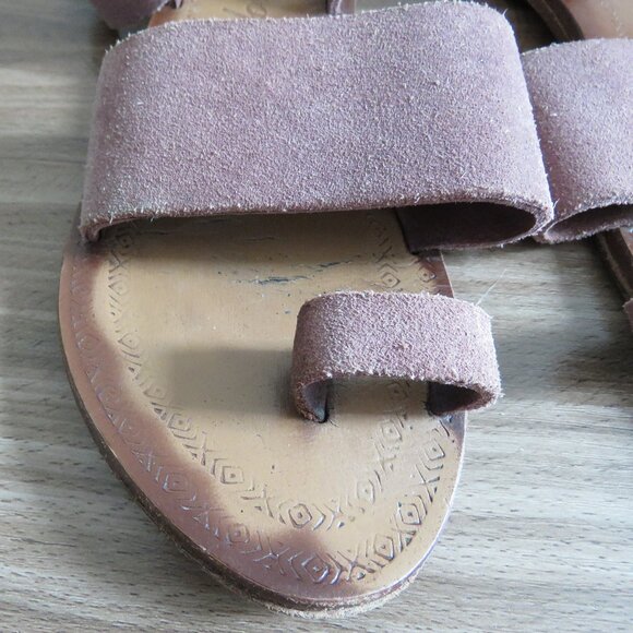 FREE PEOPLE Torrence Ankle Wrap Suede Sandals in Mauve Purple Boho - Size US 6.5 - Picture 6 of 16